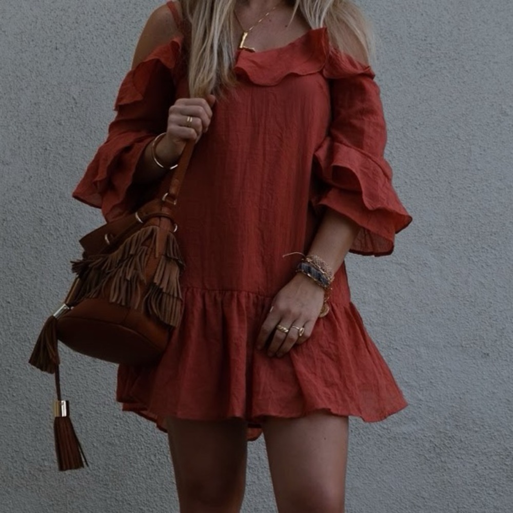 Off-Shoulder Ruffle Mini Dress - showpo